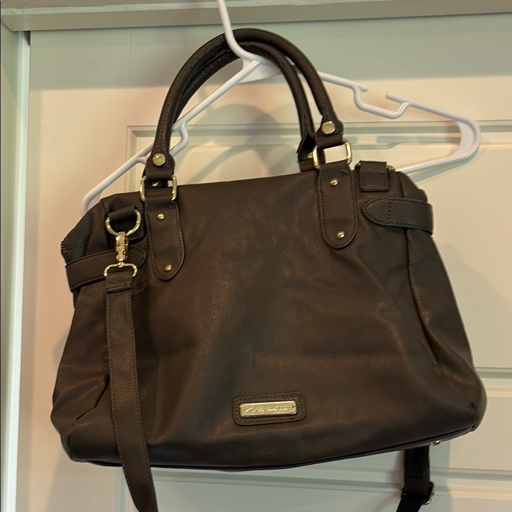 Steve Madden Brown Leather Satchel with Double Handles